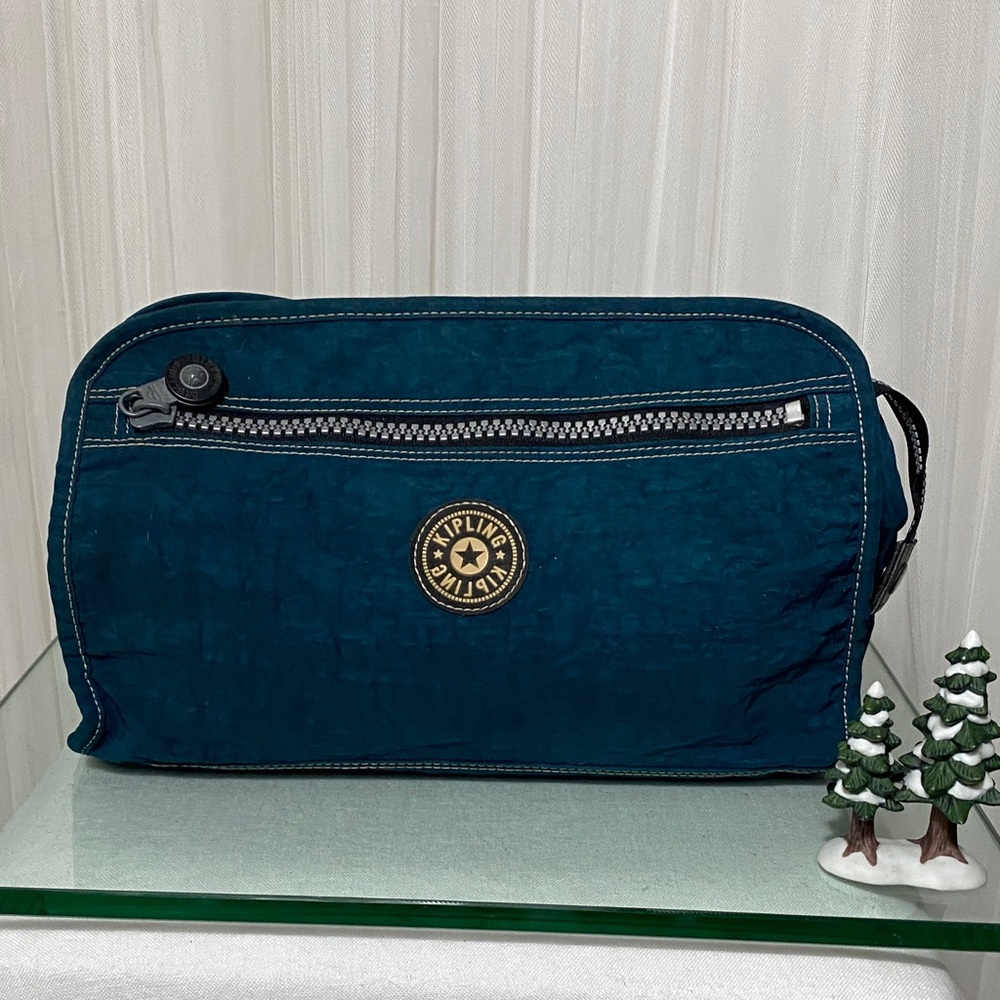 Kipling Deep Teal Blue Travel Pouch Cosmetic bag toiletries